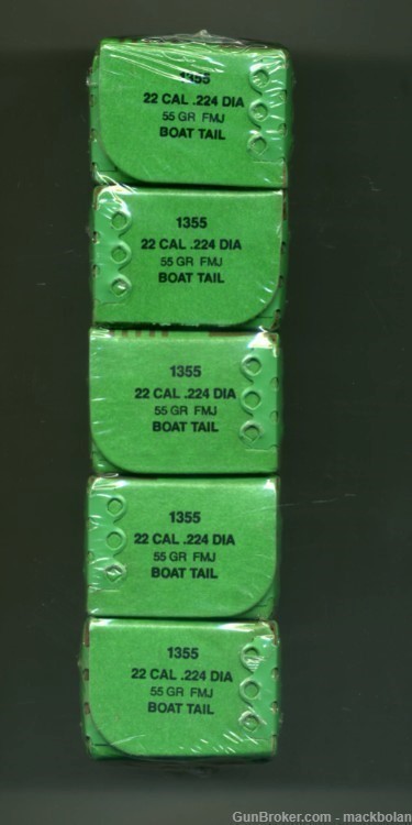 Sierra .22 Cal .224 Diameter - 55 Grain - FMJ Boat Tail Bullets - Pack 500-img-1
