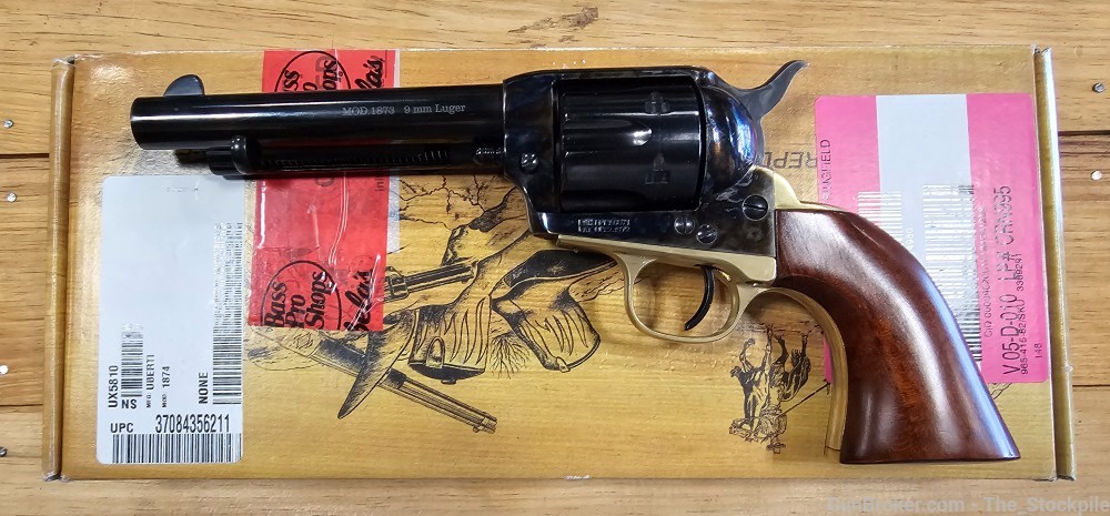 A. Uberti 1873 SAA 9mm Luger 5.5" Blued Barrel Case Finish Walnut Brass-img-1