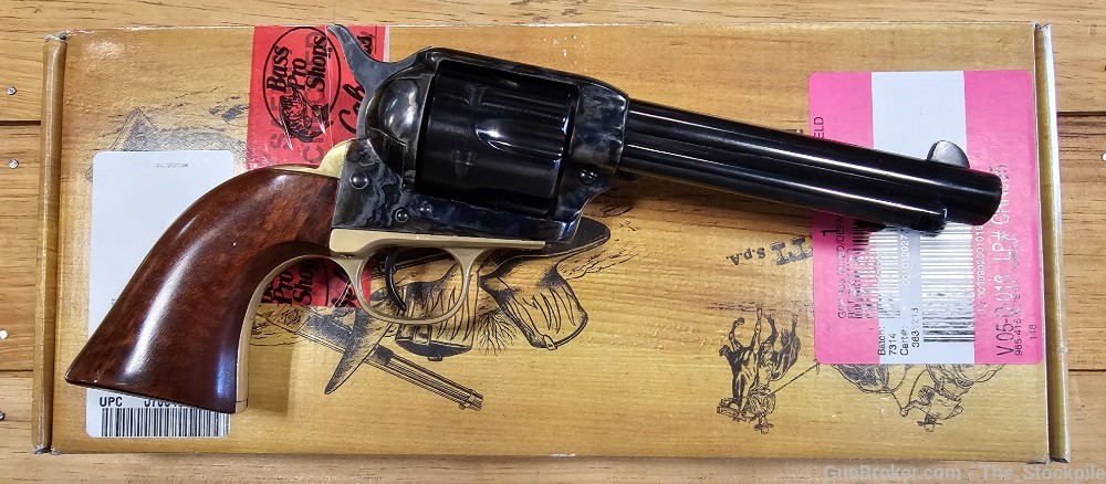 A. Uberti 1873 SAA 9mm Luger 5.5" Blued Barrel Case Finish Walnut Brass-img-0