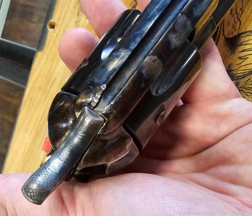 A. Uberti 1873 SAA 9mm Luger 5.5" Blued Barrel Case Finish Walnut Brass-img-4