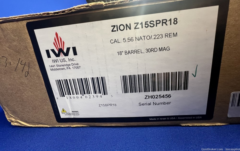 New Old Stock IWI Zion Z15 Rifle 5.56 NATO no reserve penny auction-img-1