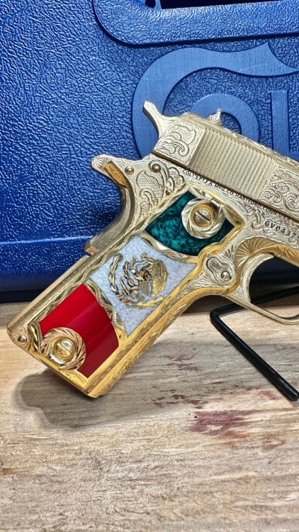Colt 1911 Government Series .45 acp Series 70 GOLD DEEP ENGRAVED-img-8