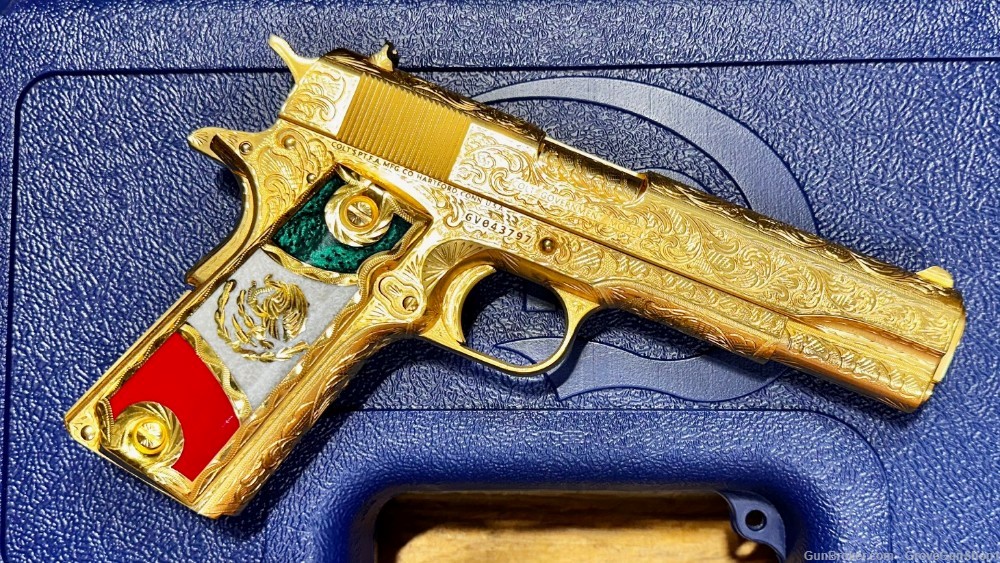 Colt 1911 Government Series .45 acp Series 70 GOLD DEEP ENGRAVED-img-6