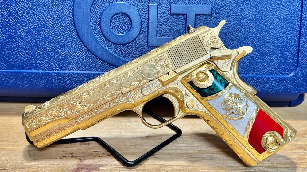 Colt 1911 Government Series .45 acp Series 70 GOLD DEEP ENGRAVED-img-4