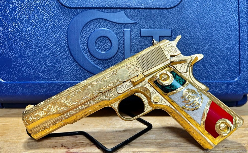 Colt 1911 Government Series .45 acp Series 70 GOLD DEEP ENGRAVED-img-12