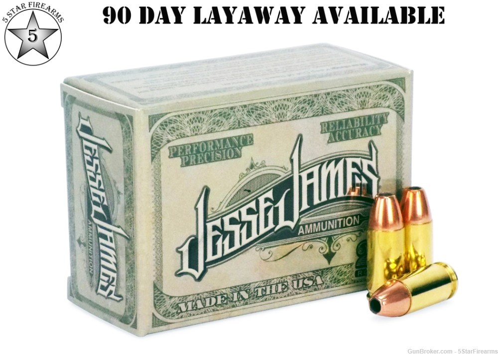 Jesse James 9mm 115gr Jacketed Hollow Point 10/20 round boxes-img-0