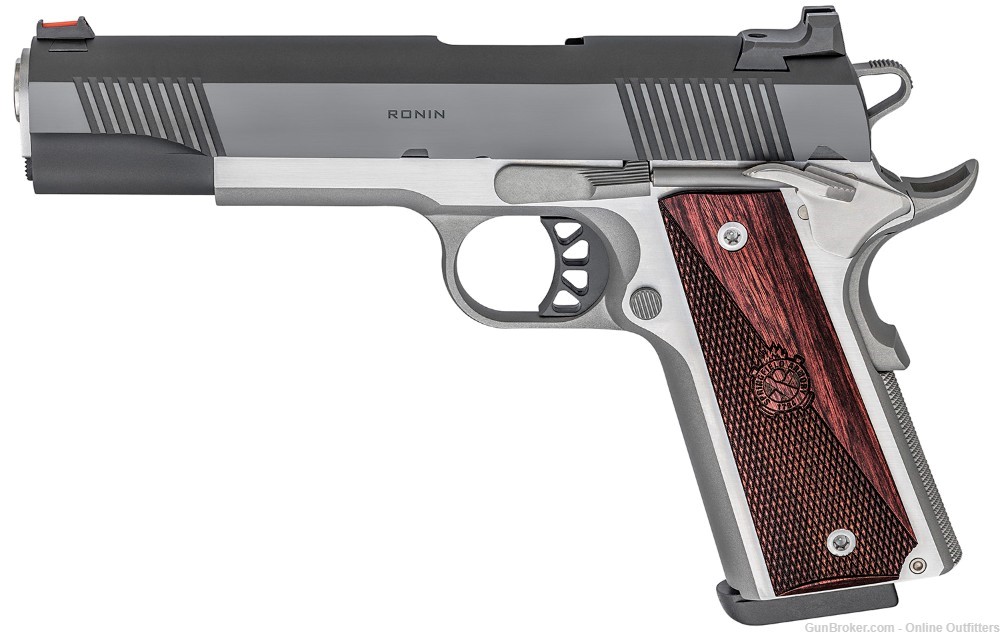 Springfield 1911 Ronin 10mm 5" 8+1 Two-Tone Stainless PX9121L-FL Wood Grips-img-1