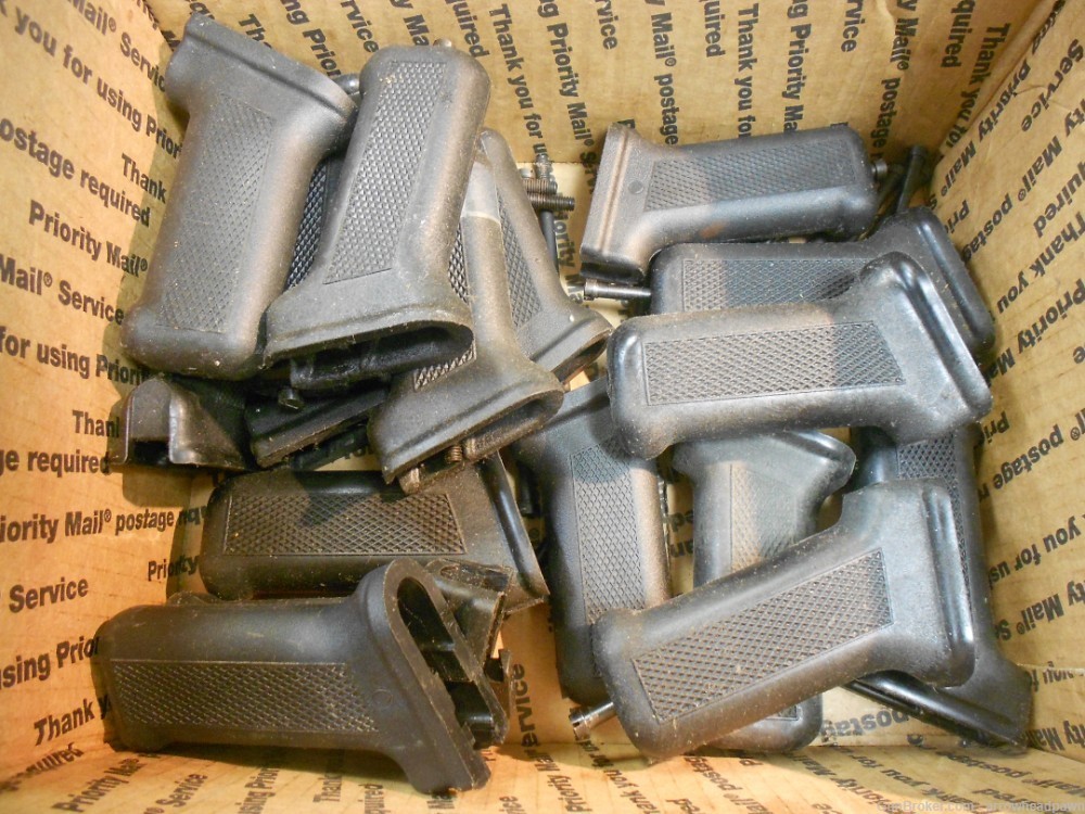 17 Standard Black Plastic AK-47 Grips w/Screws, Romanian, Eastern Block-img-0