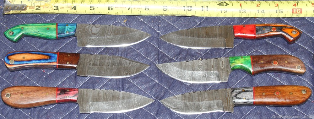 6 CUSTOM HAND MADE DAMASCUS STEEL KNIVES WITH SHEATHS # 2-img-0