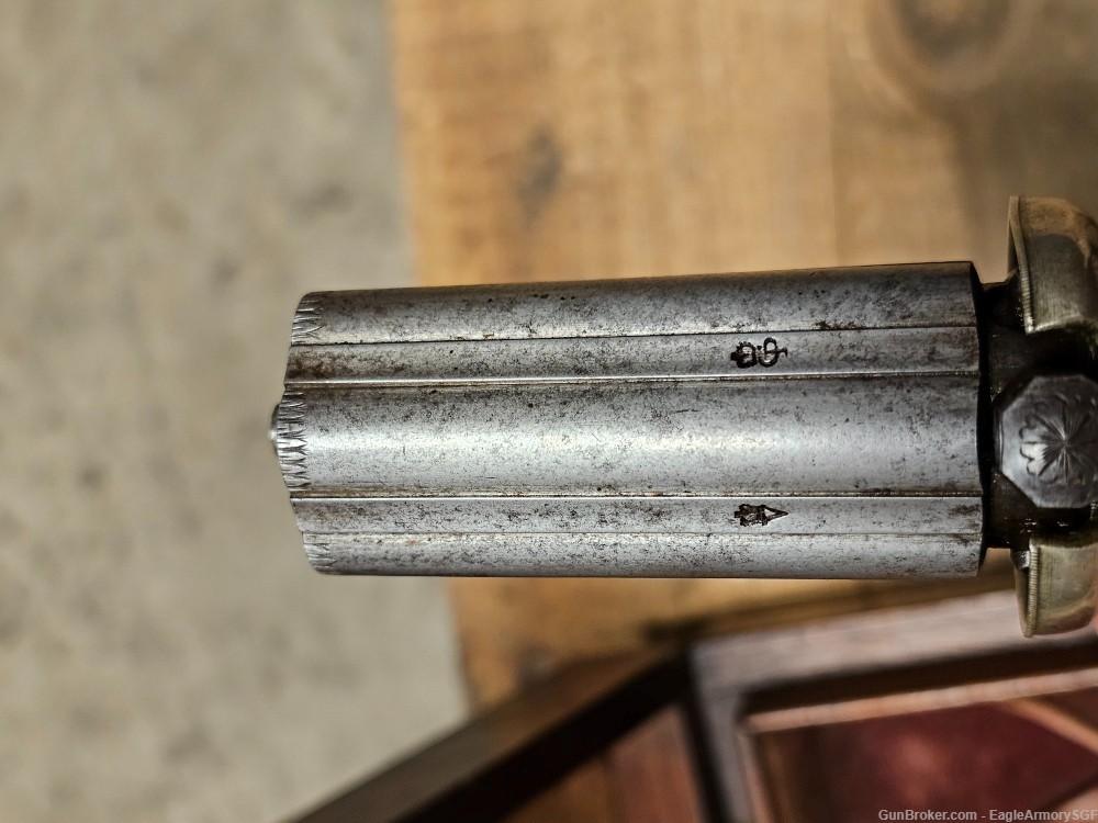 James J. Beattie Antique Silver Engraved Pepperbox Pistol w/ original case-img-9