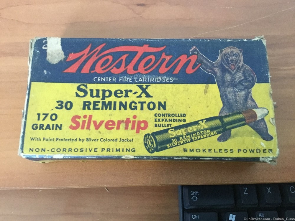 .30 Remington, Western SilverTip cartridges in Standing Bear box-img-0