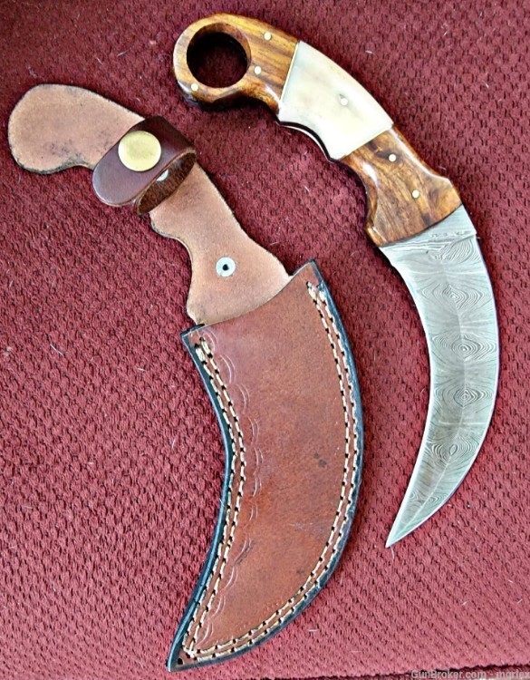 Damascus DUAL EDGED KARAMBIT knives -img-6