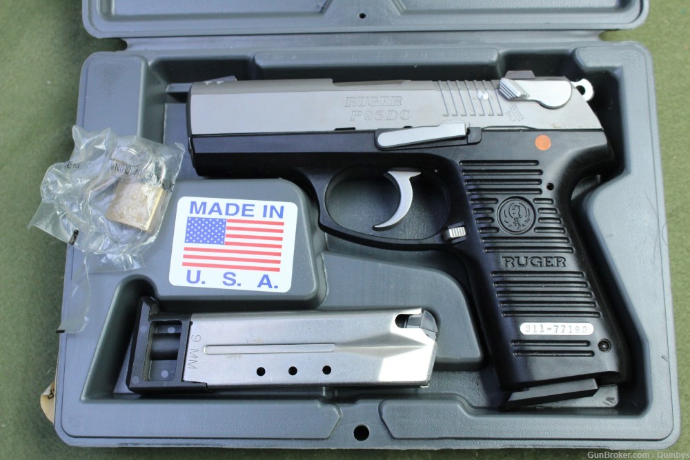 1997 Ruger P95 P95DC Stainless Polymer 9mm Semi Auto pistol 10 Rd -img-0
