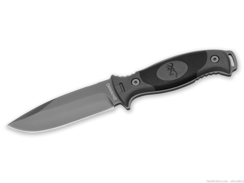 Browning Ignite Fixed Blade Knife 4" Drop Point (Gray/Black)-img-1