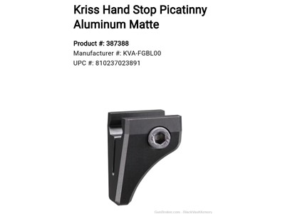 Kriss Hand Stop Picatinny Aluminum Matte
