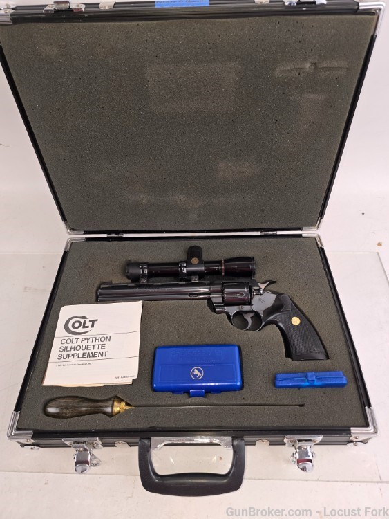 COLT PYTHON SILHOUETTE 357 Mag 8" w/ Factory Case Leupold Scope LIKE NEW NR-img-1