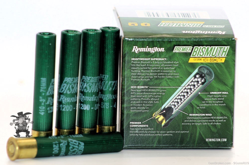 410 REMINGTON Ultra-dense HEVI BISMUTH 3In No.4 Shot Upland/Waterfowl 25RDS-img-1