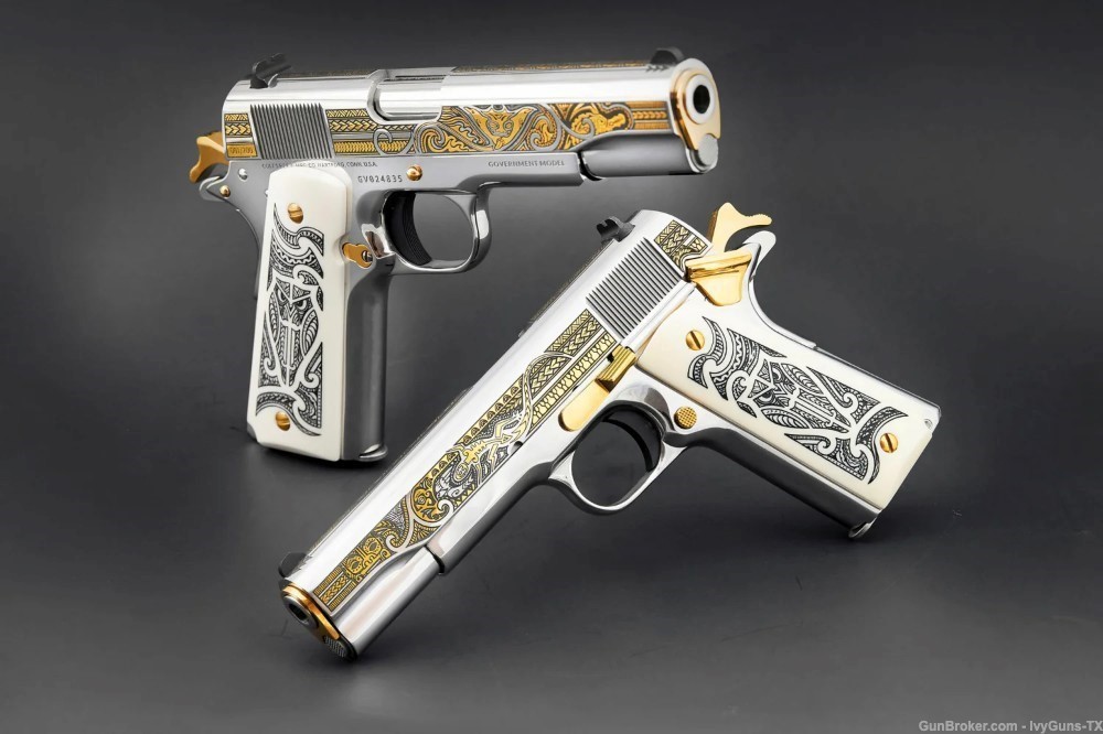 COLT 1911 .38 SUPER, MATCHING SET OF TWO: THE HAKA & THE MANA, ONE of 200 -img-0