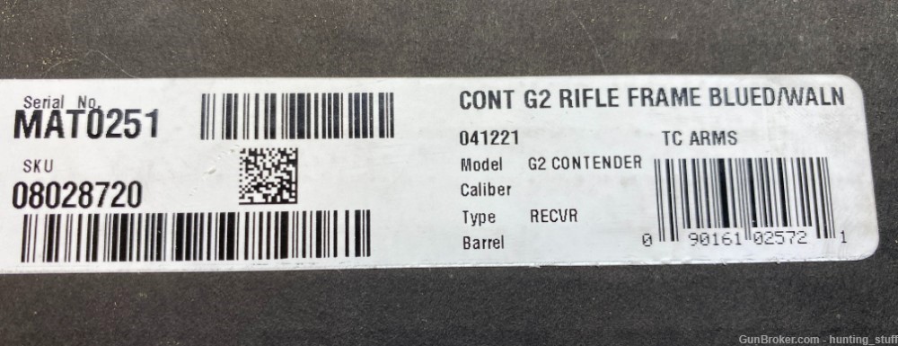 Thompson/Center G2 Contender Rifle Frame Assembly W/ Stock & Forearm-img-1