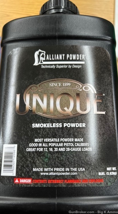 Alliant Unique Smokeless Powder 8 pounds shotgun pistol powder 8lbs NEW-img-0