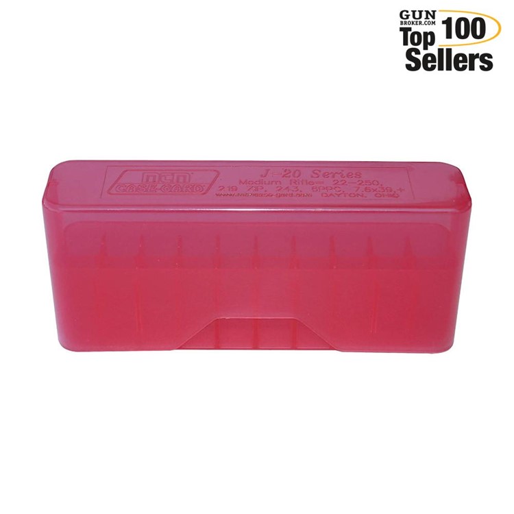 MTM 20 Rd 7mm Rem 338 Win Mag Clear Red Slip-Top Rifle Ammo Box J-20-LLD-29-img-0