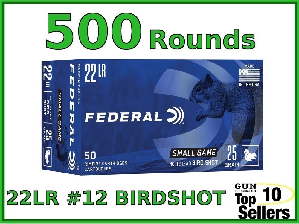 Federal Premium Small Game 22 LR Pest #12 BIRD SHOT 716 500 ROUND BOX -img-0
