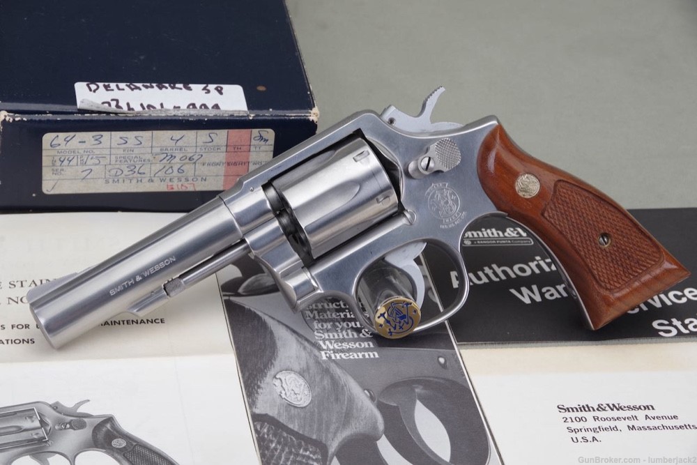 1981 Smith & Wesson 64-3 38 Spcl. 4'' Delaware State Police w Orig Box 98%+-img-0