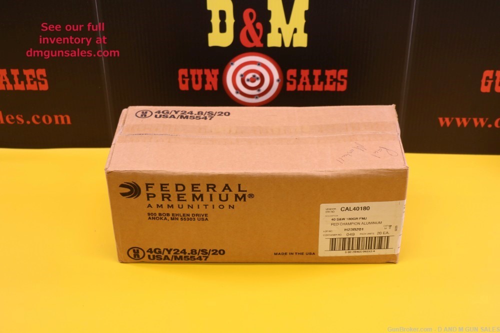 FEDERAL CHAMPION .40 S&W 180GR FMJ AMMO 1000 ROUND CASE-img-0