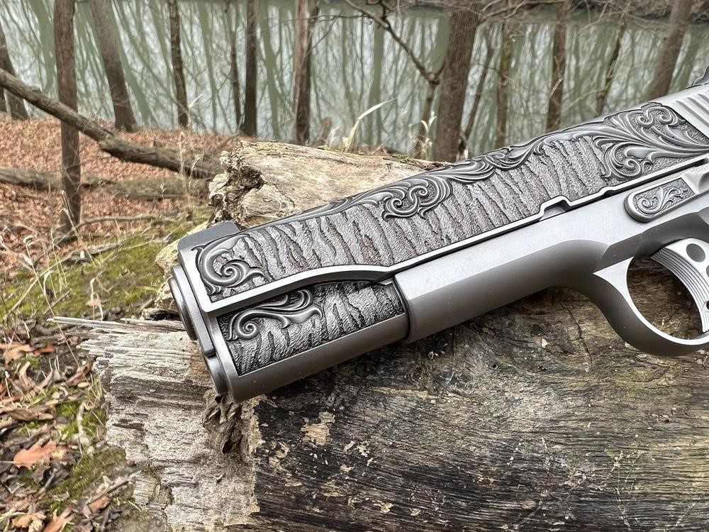 Kimber 1911 Custom Engraved Royal II Tiger AA by Altamont a .45 ACP-img-1