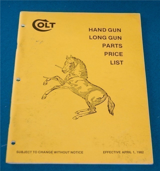 Original Colt Firearms 1982 Parts Price List-img-0