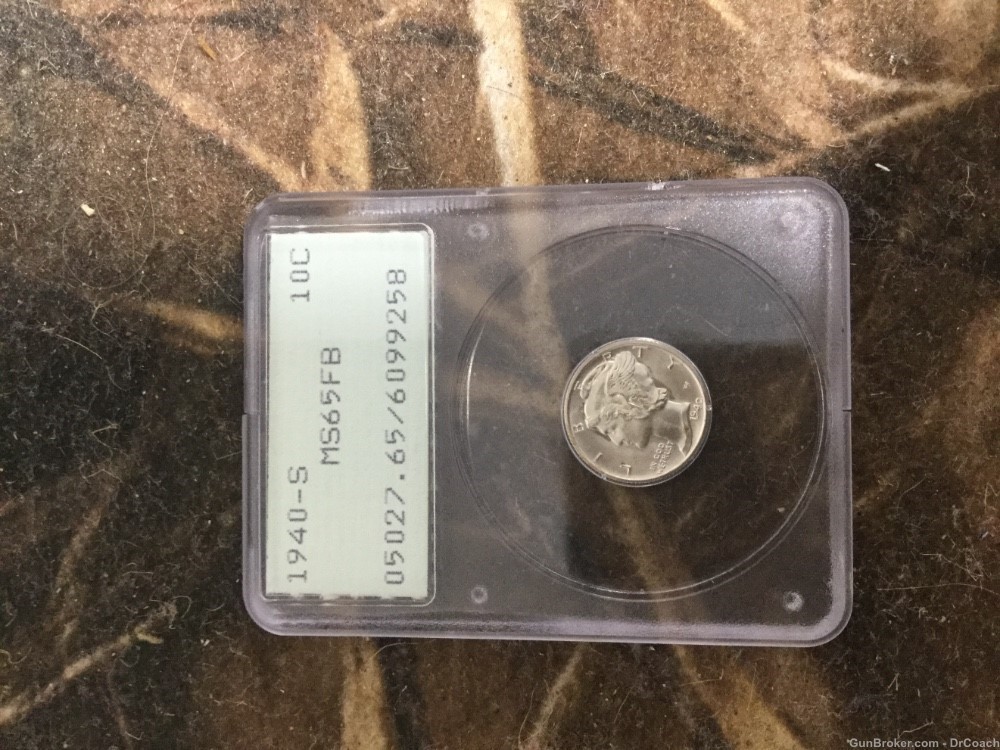 1940 S silver mercury dime 10C MS65FB-img-0