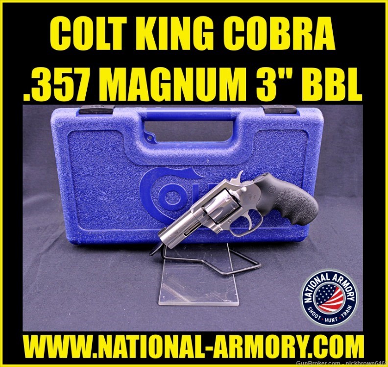 COLT KING COBRA 357 MAGNUM 3" BBL ORIGINAL FACTORY BOX BRUSHED STAINLESS-img-0