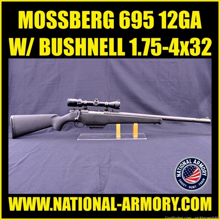 MOSSBERG 695 12GA 22" PORTED RIFLED BBL BUSHNELL 1.75-4x32MM SLUG GUN SCOPE-img-0