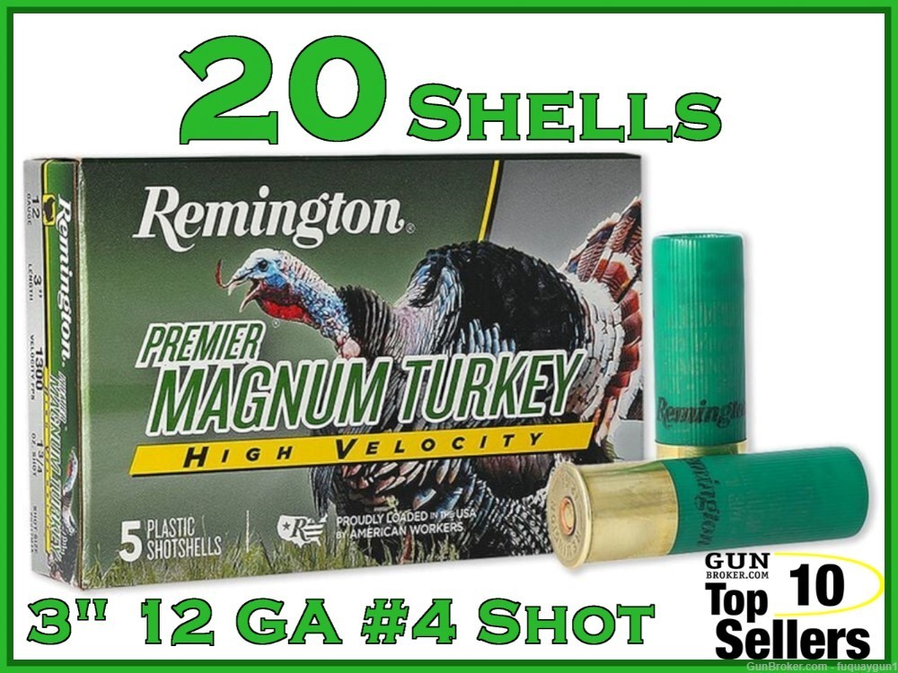 Remington Premier Magnum Turkey High Velocity 3" 12 GA #4 Shot 28029 20ct-img-0