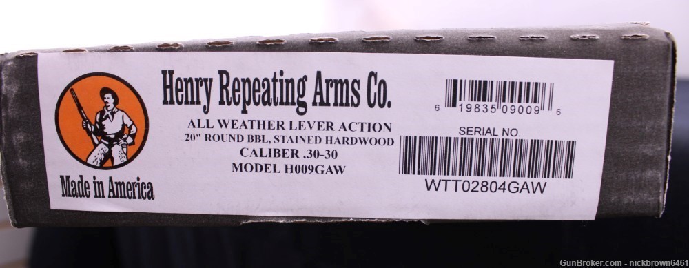 BRAND NEW IN BOX HENRY H009GAW SIDE GATE ALL WEATHER 30-30 WIN 20” BARREL -img-0