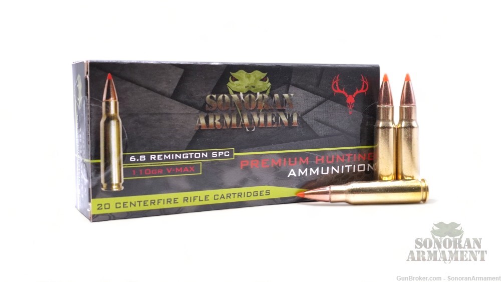 Sonoran Armament 6.8 Remington SPC 110gr Hornady V-Max  100 Rounds-img-0