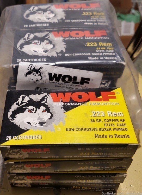 Wolf 223 Remington 300 rounds (220 rds 62 gr FMJ, 80 rds 55 gr copper HP)-img-0