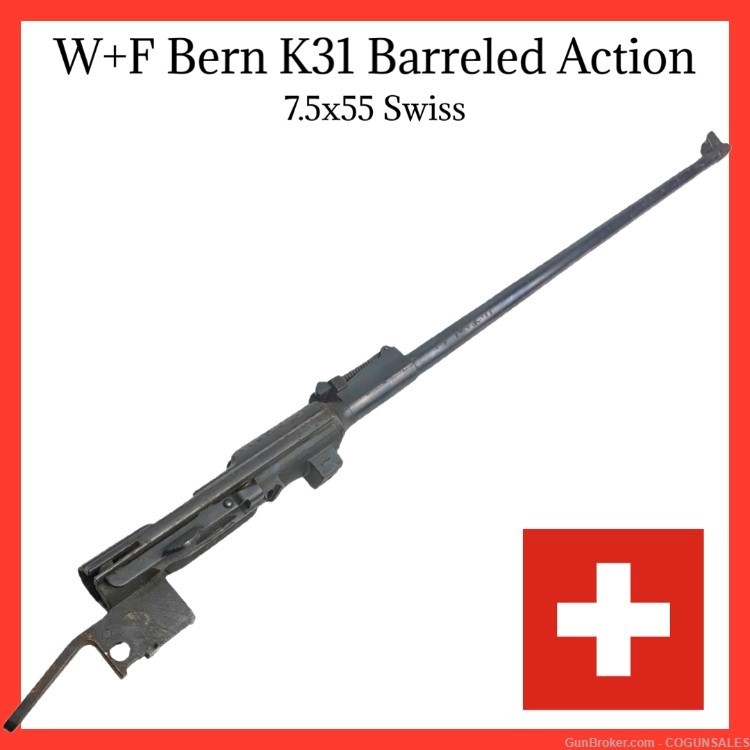 W+F Bern K31 Barreled Action 7.5x55 Swiss 1931 Carbine Schmidt Rubin -img-0