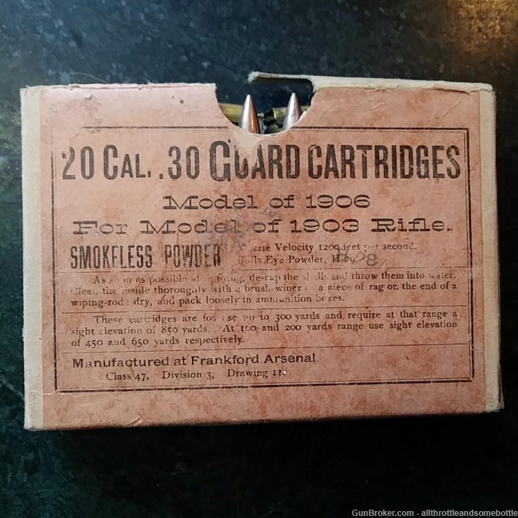 (20)rd  .30 GUARD CARTRIDGES .30-06 Model of 1903 Rifle in original 1917box-img-0
