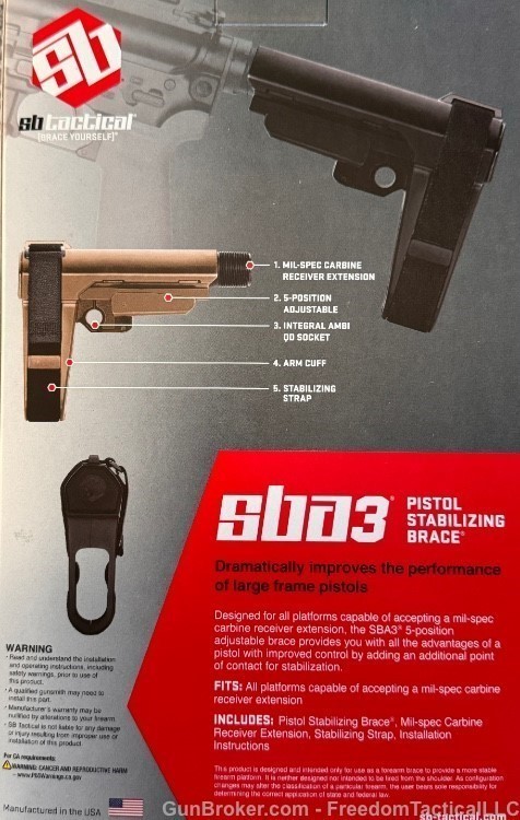 NIB SB Tactical SBA3 Pistol Stabilizing Brace SBA3-01-SB *Black-img-2