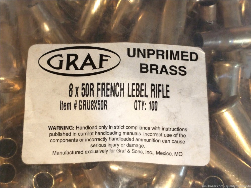 8X50R  FRENCH LEBEL BRASS.... 100 NEW OLD STOCK UNPRIMED BRASS!  BUY NOW!-img-1