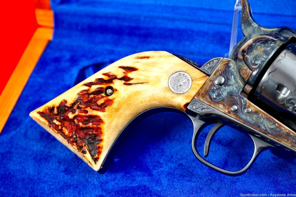 Beautiful Antique 1882 Colt SAA John Adams Sr. Engraved & Presentation Case-img-9