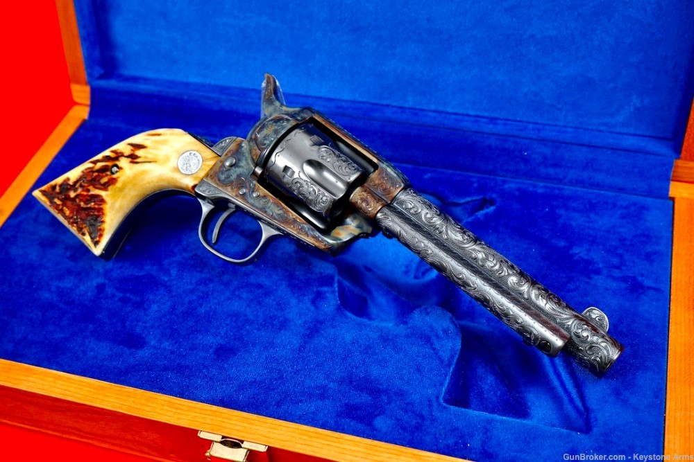 Beautiful Antique 1882 Colt SAA John Adams Sr. Engraved & Presentation Case-img-6
