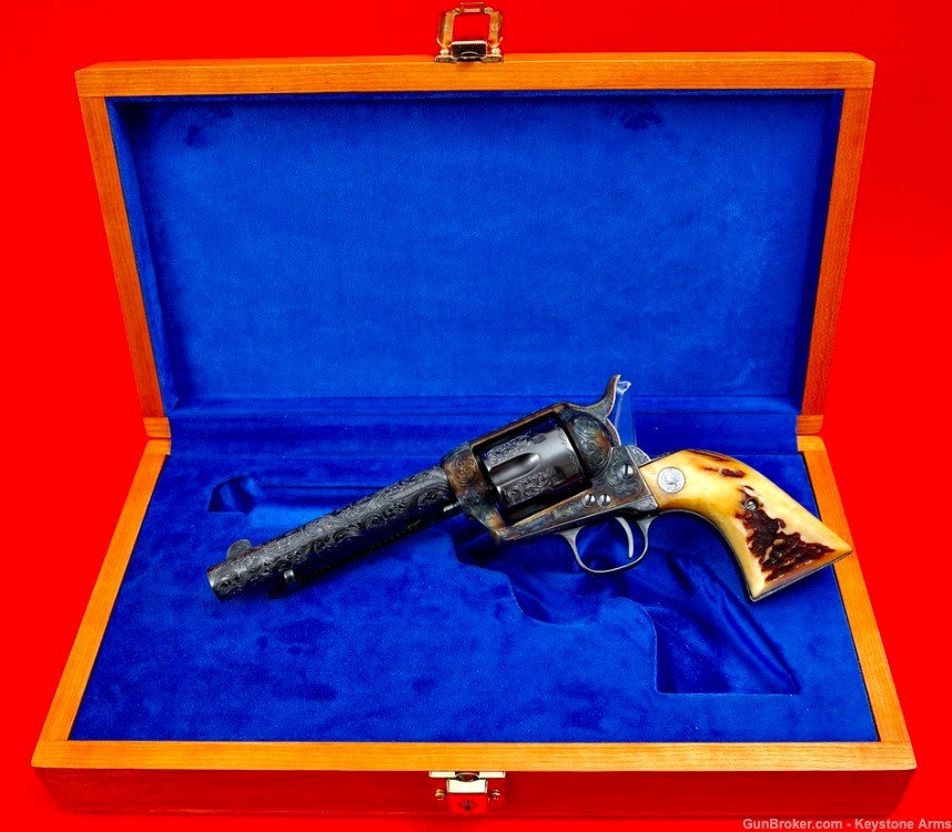 Beautiful Antique 1882 Colt SAA John Adams Sr. Engraved & Presentation Case-img-0