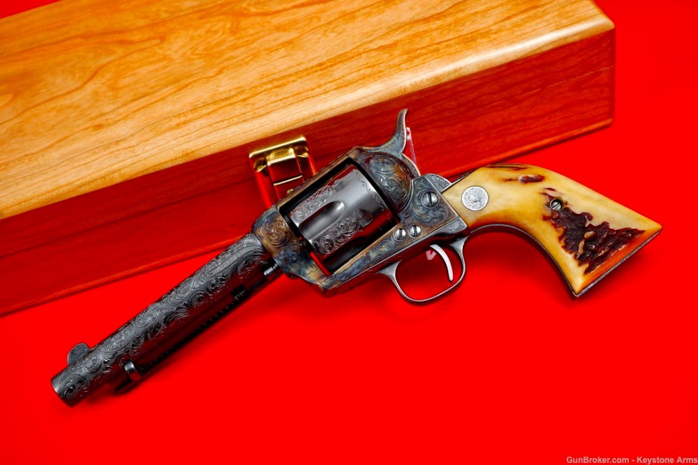 Beautiful Antique 1882 Colt SAA John Adams Sr. Engraved & Presentation Case-img-10