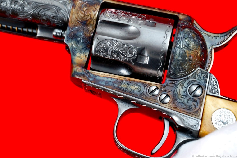 Beautiful Antique 1882 Colt SAA John Adams Sr. Engraved & Presentation Case-img-23