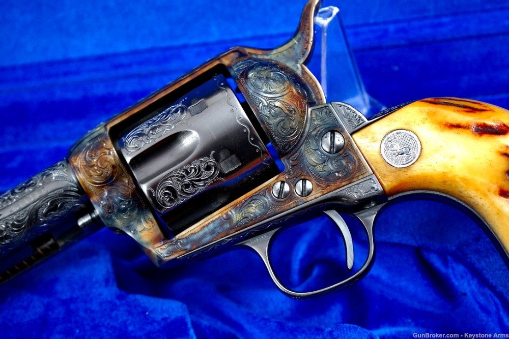 Beautiful Antique 1882 Colt SAA John Adams Sr. Engraved & Presentation Case-img-4