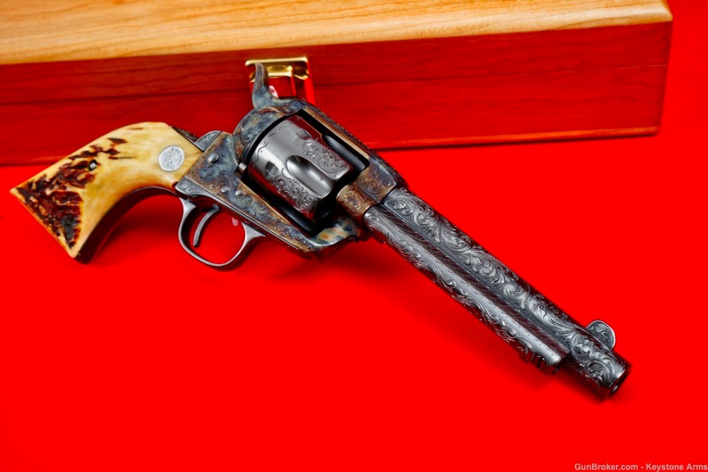 Beautiful Antique 1882 Colt SAA John Adams Sr. Engraved & Presentation Case-img-14