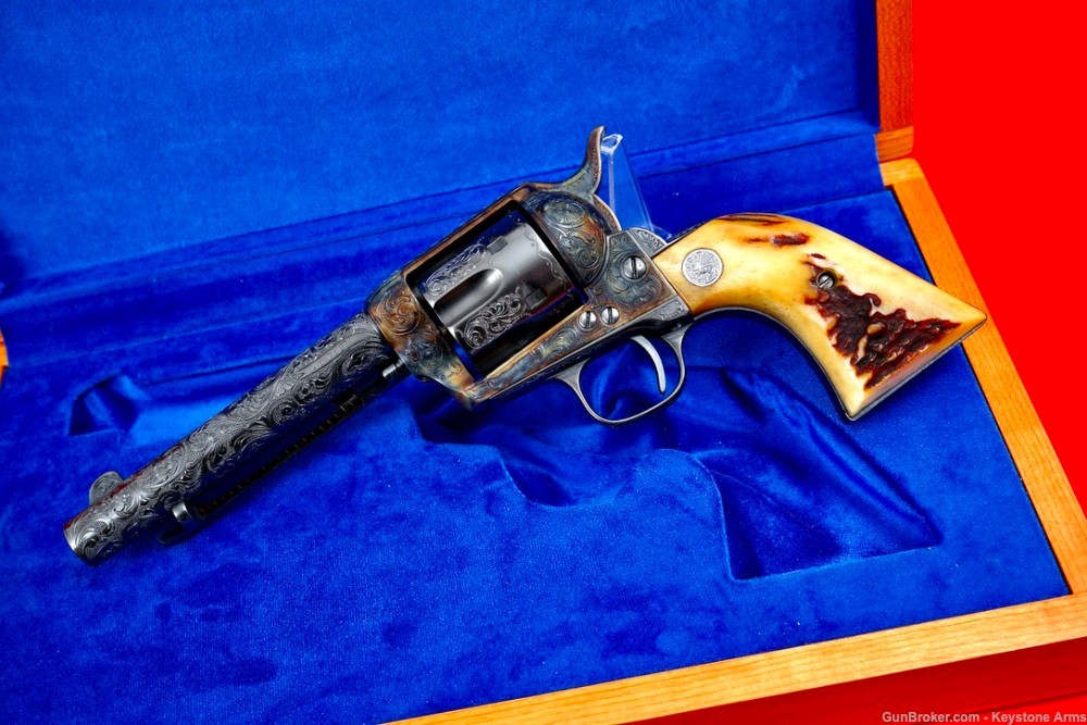 Beautiful Antique 1882 Colt SAA John Adams Sr. Engraved & Presentation Case-img-2