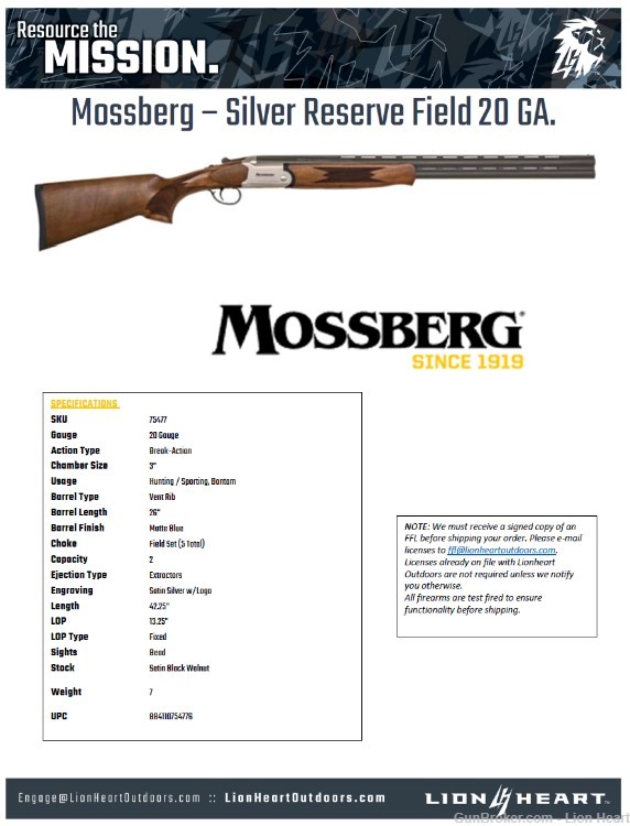 Mossberg - Silver Reserve Field - 20 GA - MB75477-img-0